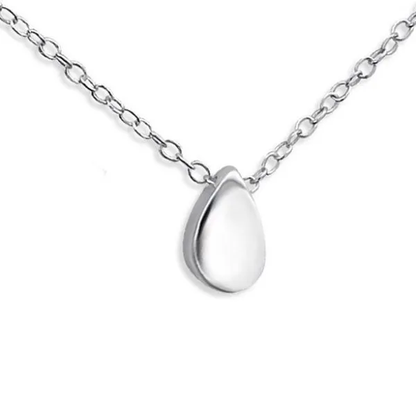 Studio Jewellery Necklaces-Tiny Water Drop Sterling Silver Pendant Necklace