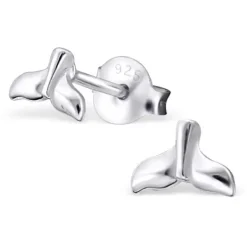 Studio Jewellery Stud Earrings | Earrings-Tiny Whale Tail Sterling Silver Ear Studs