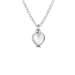 Studio Jewellery Necklaces-Tiny White Heart Shell Silver Necklace
