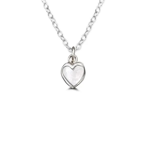 Studio Jewellery Necklaces-Tiny White Heart Shell Silver Necklace