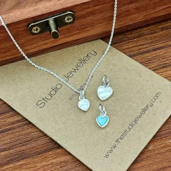 Studio Jewellery Necklaces-Tiny White Heart Shell Silver Necklace