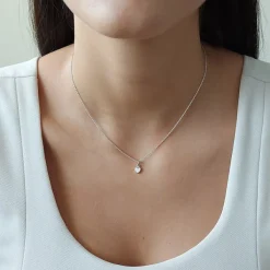 Studio Jewellery Necklaces-Tiny White Heart Shell Silver Necklace