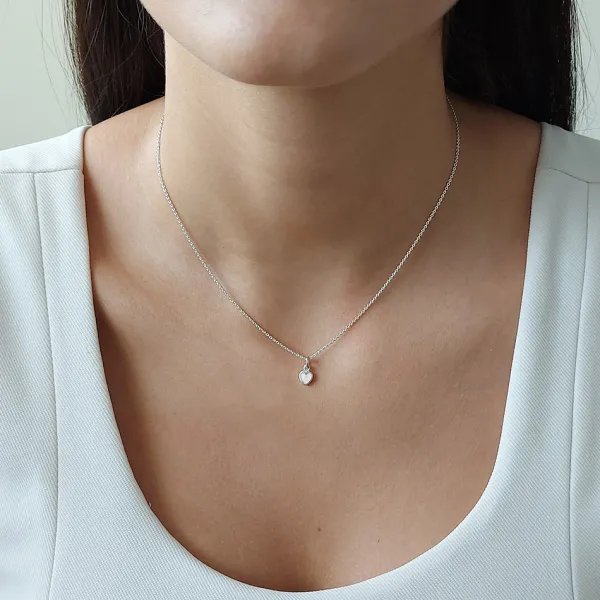 Studio Jewellery Necklaces-Tiny White Heart Shell Silver Necklace