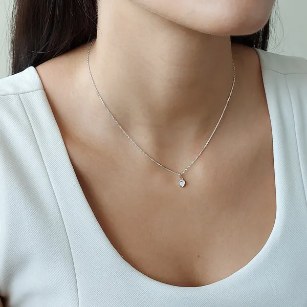 Studio Jewellery Necklaces-Tiny White Heart Shell Silver Necklace