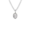 Studio Jewellery Necklaces-Tiny White Oval Shell Silver Necklace