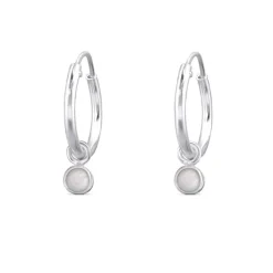 Studio Jewellery Hoop Earrings | Earrings-Tiny White Shell Hoop Charm Earrings