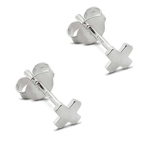 Studio Jewellery Stud Earrings | Earrings-Tiny X Silver Stud Earrings