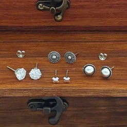 Studio Jewellery Stud Earrings | Earrings-Tiny X Silver Stud Earrings