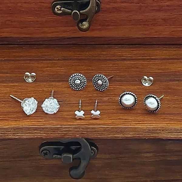 Studio Jewellery Stud Earrings | Earrings-Tiny X Silver Stud Earrings