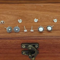 Studio Jewellery Stud Earrings | Earrings-Tiny X Silver Stud Earrings