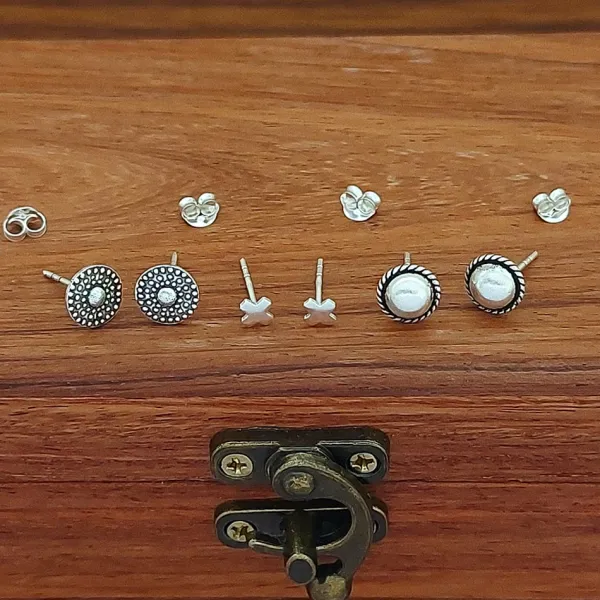 Studio Jewellery Stud Earrings | Earrings-Tiny X Silver Stud Earrings