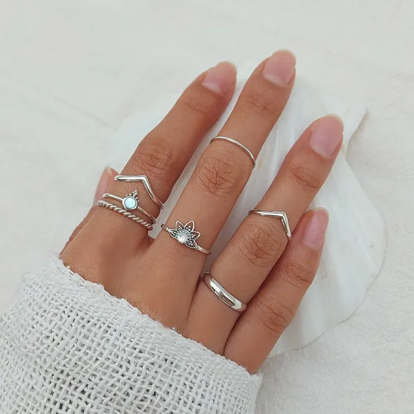 Studio Jewellery Feature & Stacker Rings | Rings-Tri Bead Mandala Silver Ring