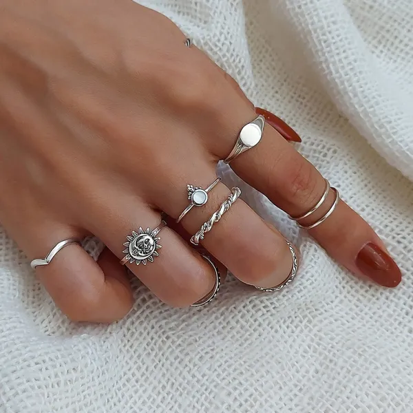 Studio Jewellery Feature & Stacker Rings | Rings-Tri Bead Mandala Silver Ring
