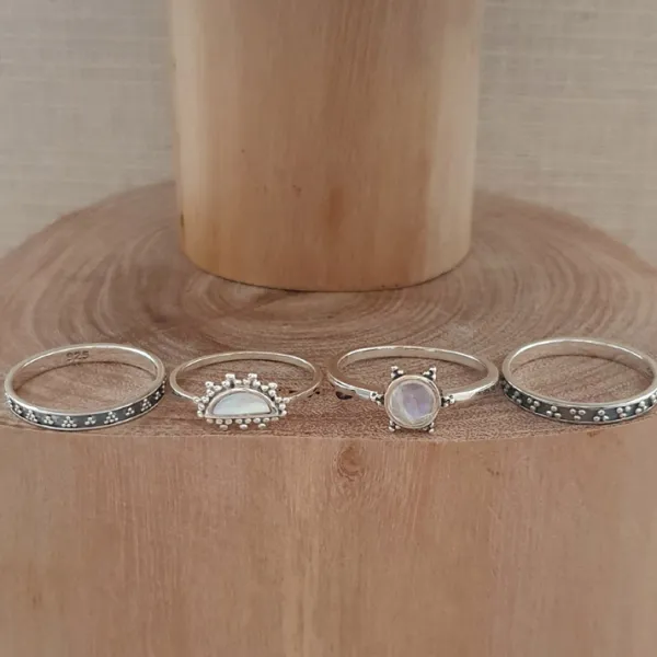 Studio Jewellery Feature & Stacker Rings | Rings-Tri Dot Silver Band Ring