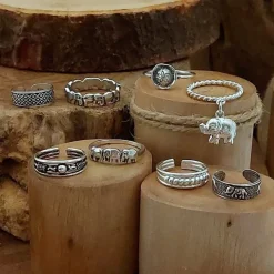 Studio Jewellery Midi And Knuckle Rings | Rings-Tri Rope MIDI Silver Knuckle Ring