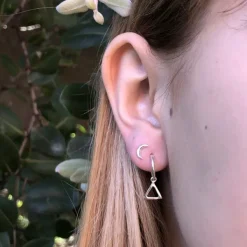 Studio Jewellery Hoop Earrings | Earrings-Triangle Charm Hoop Earrings