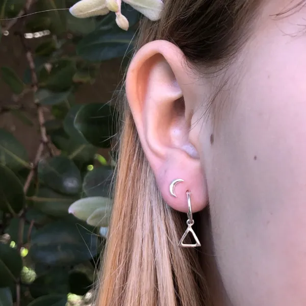 Studio Jewellery Hoop Earrings | Earrings-Triangle Charm Hoop Earrings