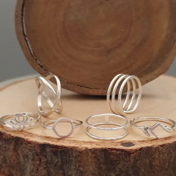 Studio Jewellery Feature & Stacker Rings | Rings-Triple Fine Silver Ring