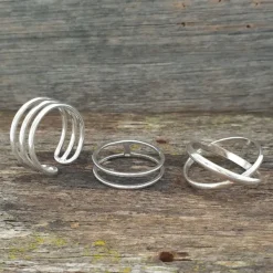 Studio Jewellery Feature & Stacker Rings | Rings-Triple Fine Silver Ring