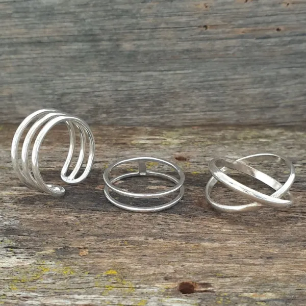 Studio Jewellery Feature & Stacker Rings | Rings-Triple Fine Silver Ring
