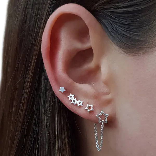 Studio Jewellery Earring Jackets And Threaders | Earrings-Triple Star Silver Stud Earrings