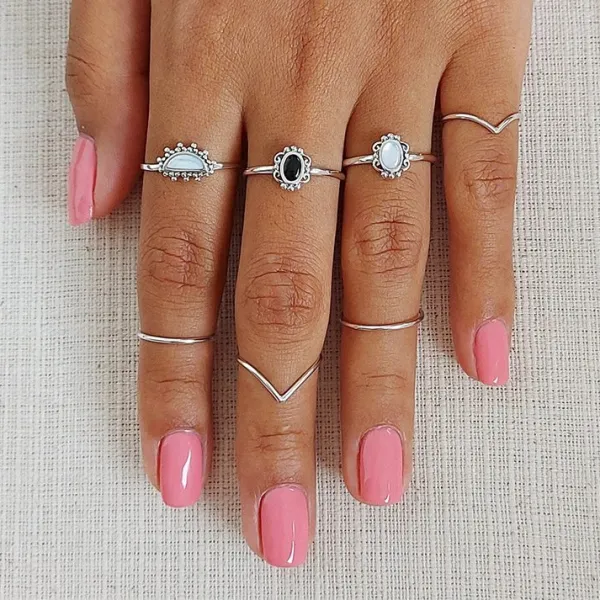 Studio Jewellery Gem Stone Rings | Rings-Vintage Beaded Shell Silver Ring