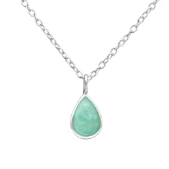 Studio Jewellery Necklaces-Water Drop Amazonite Silver Necklace