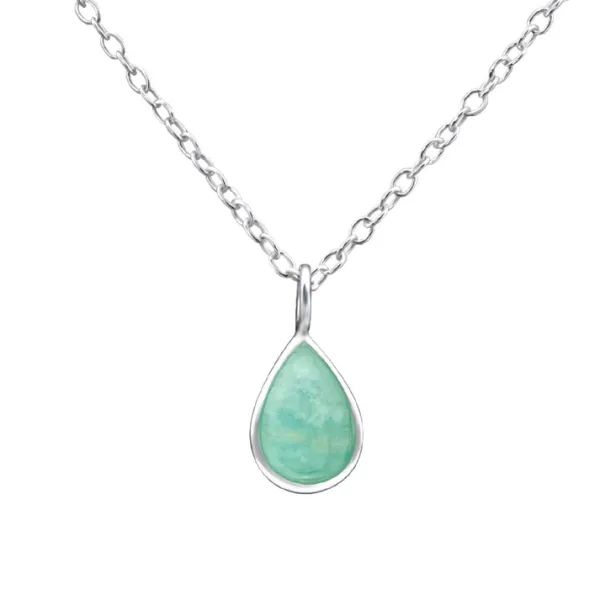 Studio Jewellery Necklaces-Water Drop Amazonite Silver Necklace