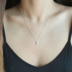 Studio Jewellery Necklaces-Water Drop Amazonite Silver Necklace
