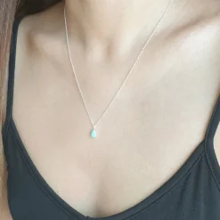 Studio Jewellery Necklaces-Water Drop Amazonite Silver Necklace