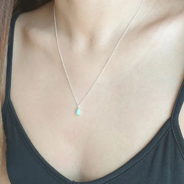 Studio Jewellery Necklaces-Water Drop Amazonite Silver Necklace