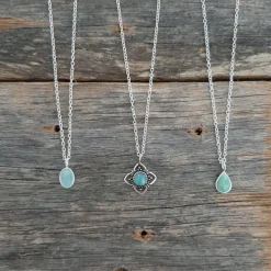 Studio Jewellery Necklaces-Water Drop Amazonite Silver Necklace