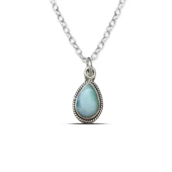 Studio Jewellery Necklaces-Water Drop Larimar Silver Necklace