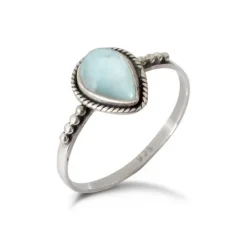Studio Jewellery Gem Stone Rings | Rings-Water Drop Larimar Silver Ring