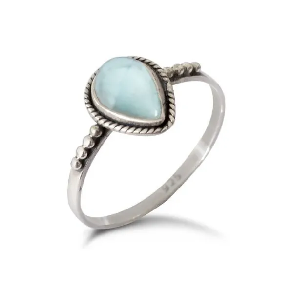 Studio Jewellery Gem Stone Rings | Rings-Water Drop Larimar Silver Ring