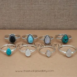 Studio Jewellery Gem Stone Rings | Rings-Water Drop Larimar Silver Ring