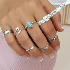 Studio Jewellery Gem Stone Rings | Rings-Water Drop Larimar Silver Ring