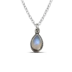 Studio Jewellery Necklaces-Water Drop Moonstone Silver Necklace