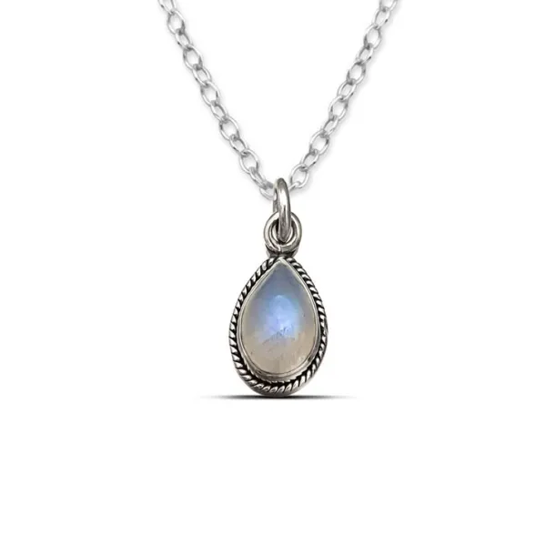 Studio Jewellery Necklaces-Water Drop Moonstone Silver Necklace