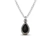 Studio Jewellery Necklaces-Water Drop Onyx Silver Necklace