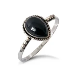 Studio Jewellery Feature & Stacker Rings | Rings-Water Drop Onyx Sterling Silver Ring
