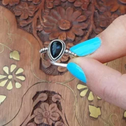 Studio Jewellery Feature & Stacker Rings | Rings-Water Drop Onyx Sterling Silver Ring