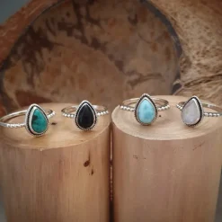 Studio Jewellery Feature & Stacker Rings | Rings-Water Drop Onyx Sterling Silver Ring