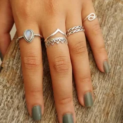Studio Jewellery Gem Stone Rings | Rings-Water Drop Rainbow Moonstone Sterling Silver Ring