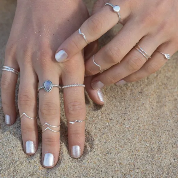 Studio Jewellery Gem Stone Rings | Rings-Water Drop Rainbow Moonstone Sterling Silver Ring
