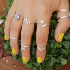 Studio Jewellery Gem Stone Rings | Rings-Water Drop Rainbow Moonstone Sterling Silver Ring