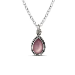 Studio Jewellery Necklaces-Water Drop Rose Quartz Silver Necklace