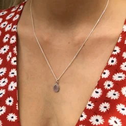Studio Jewellery Necklaces-Water Drop Rose Quartz Silver Necklace