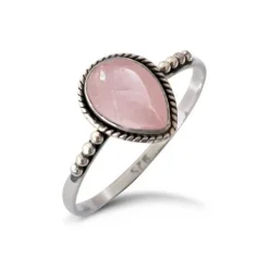 Studio Jewellery Gem Stone Rings | Rings-Water Drop Rose Quartz Sterling Silver Ring