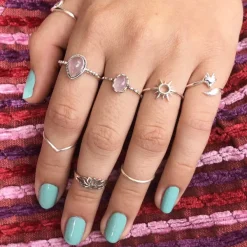 Studio Jewellery Gem Stone Rings | Rings-Water Drop Rose Quartz Sterling Silver Ring